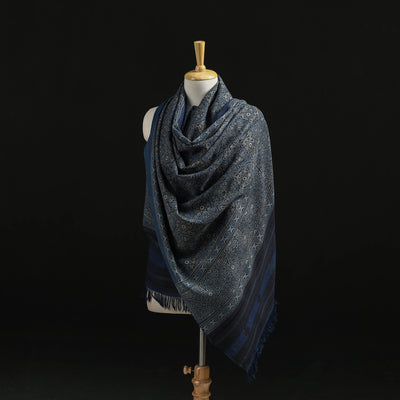 Kutch Handwoven Ajrakh Hand Block Print Merino Wool Shawl  43