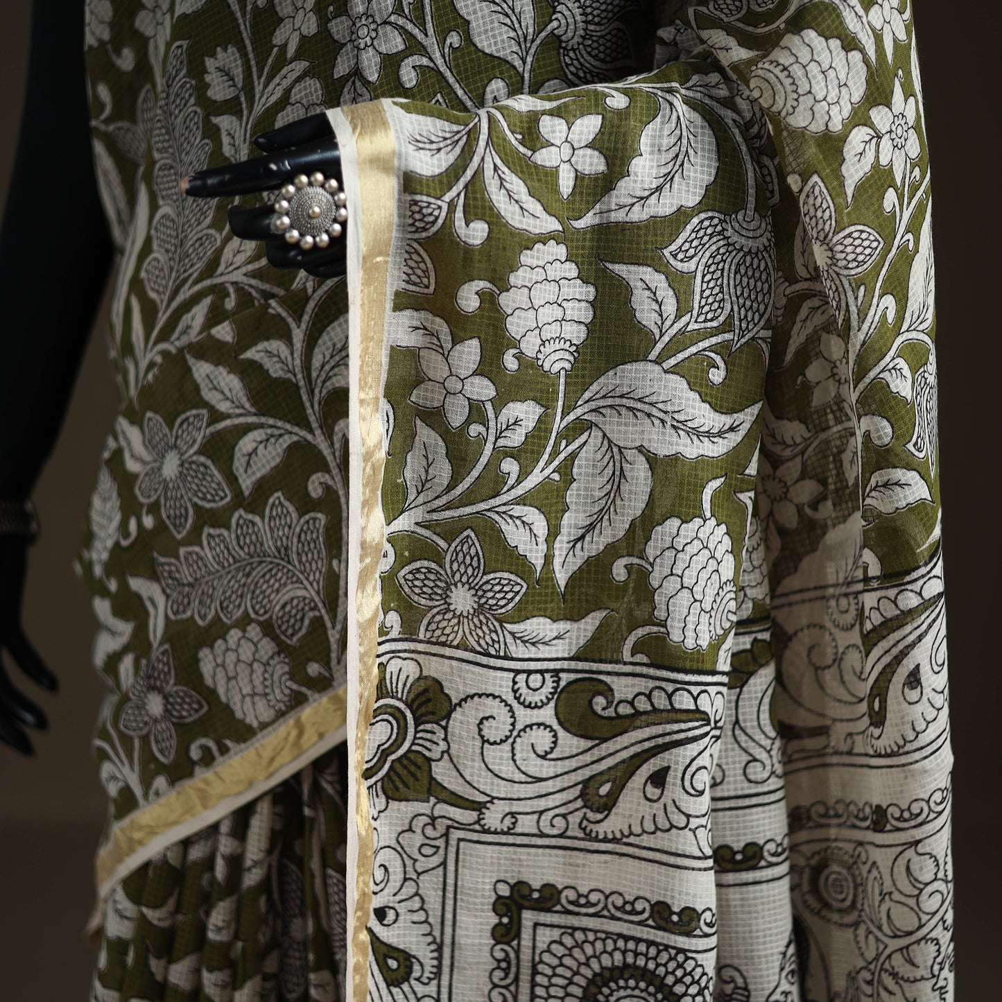 Kalamkari Printed Kota Doria Cotton Saree 28