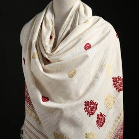 Handspun Handwoven Pure Eri Silk Aari Hand Embroidered Shawl of Assam 13
