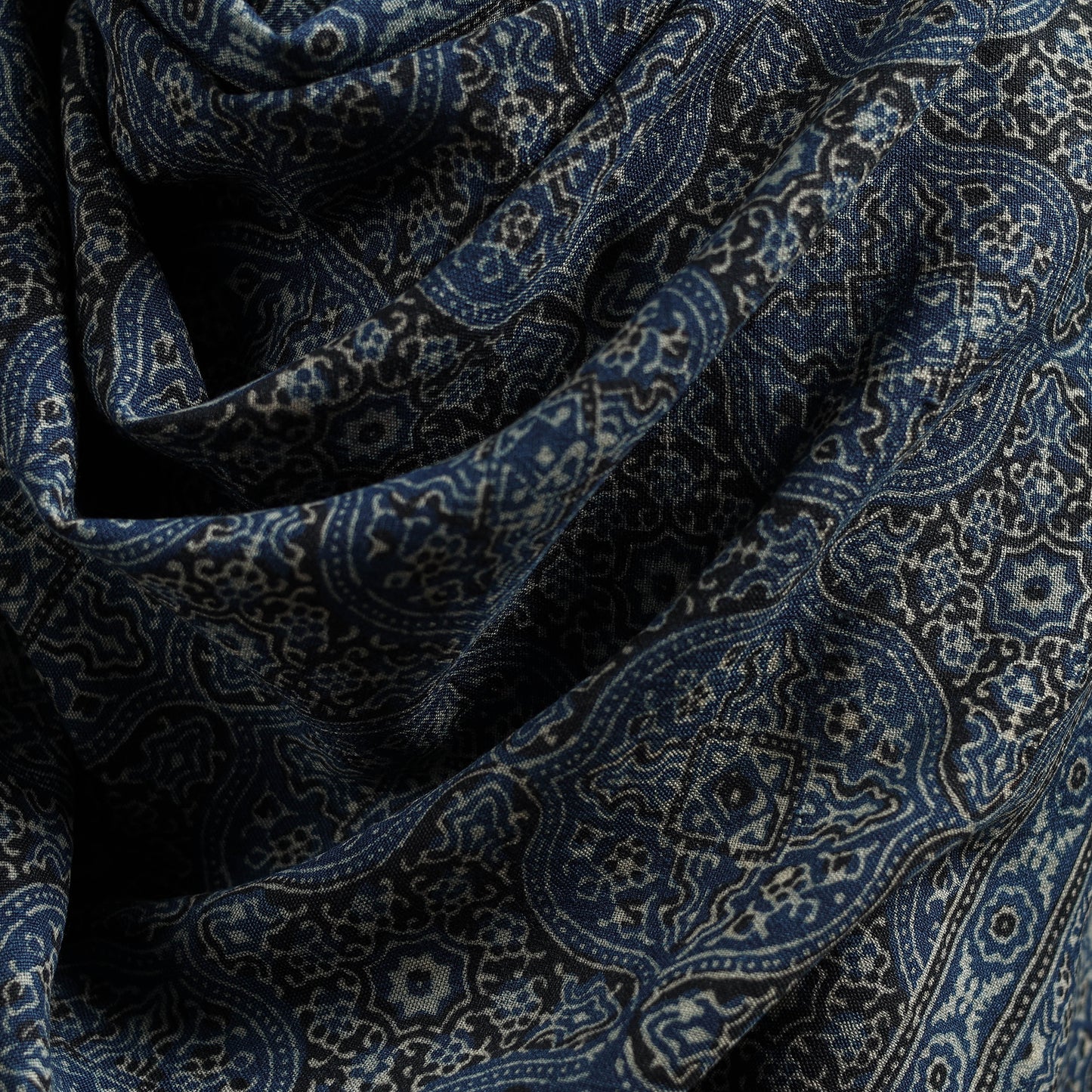 Kutch Handwoven Ajrakh Hand Block Print Merino Wool Shawl  43