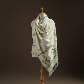 Floral Sanganeri Print Pure Merino Wool Handwoven Shawl 31