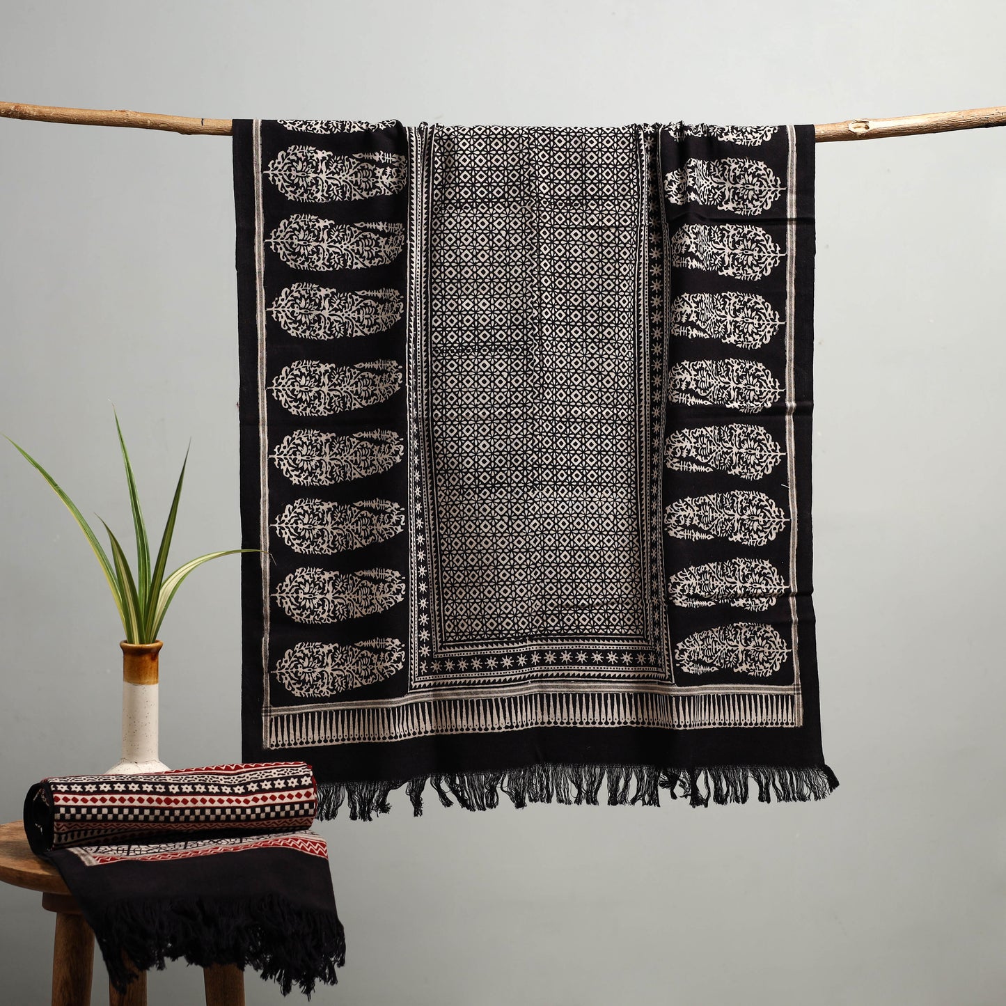 Handloom Cotton Natural Dyed Hand Block Bagh Print Towel 111
