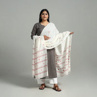 White - Handloom Cotton Burdwan Jamdani Dupatta 07