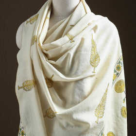 Floral Sanganeri Print Pure Merino Wool Handwoven Shawl 31