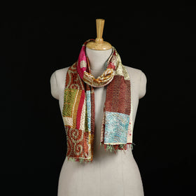 Bengal Kantha Handwork Patchwork Reversible Silk Stole 357