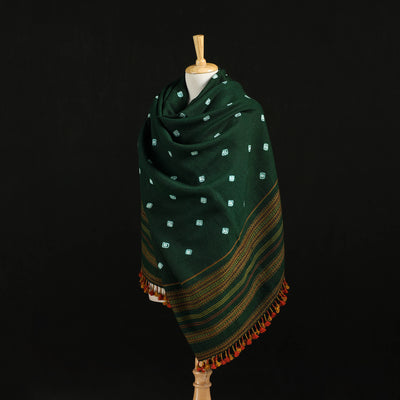 Kutch Handwoven Clamp Dyed Shibori Desi Wool Shawl 53