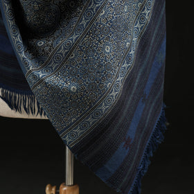 Kutch Handwoven Ajrakh Hand Block Print Merino Wool Shawl  43
