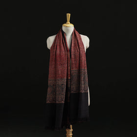 Kutch Handwoven Ajrakh Hand Block Print Merino Wool Shawl  44