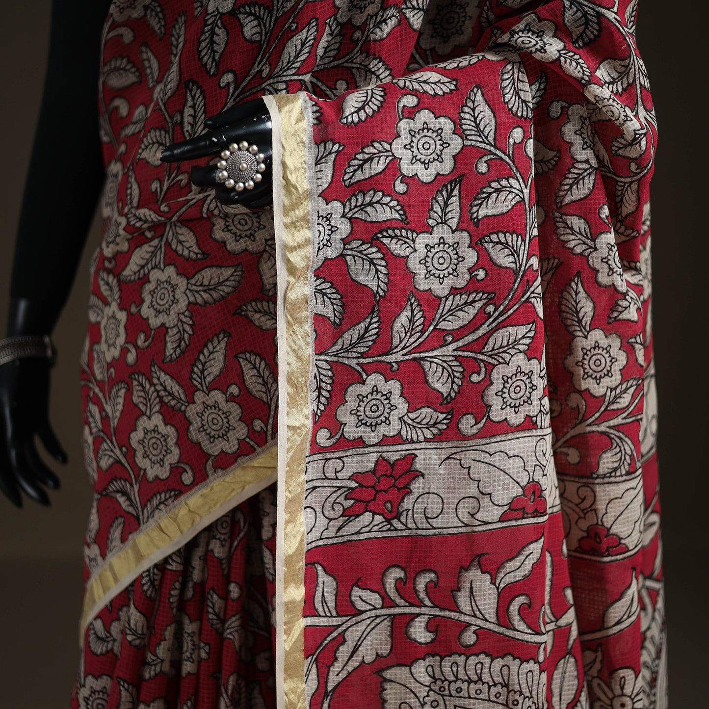 Kalamkari Printed Kota Doria Cotton Saree 29