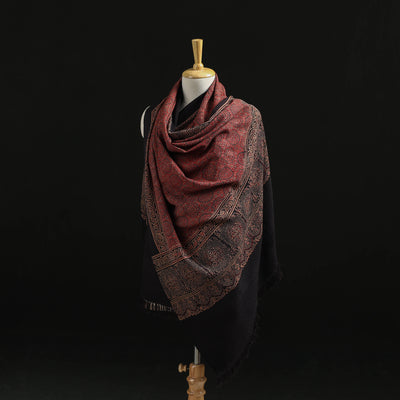 Kutch Handwoven Ajrakh Hand Block Print Merino Wool Shawl  44