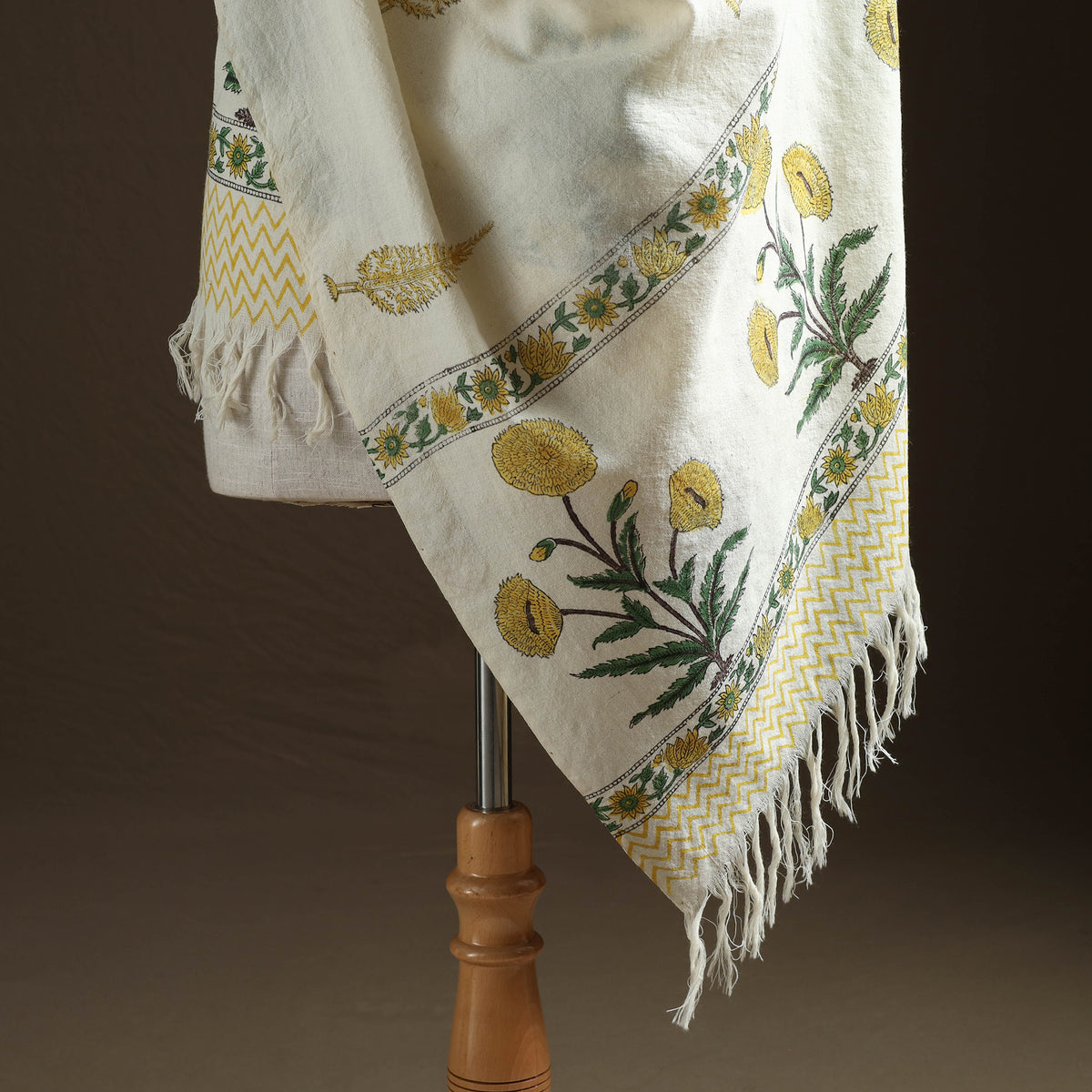 Floral Sanganeri Print Pure Merino Wool Handwoven Shawl 31
