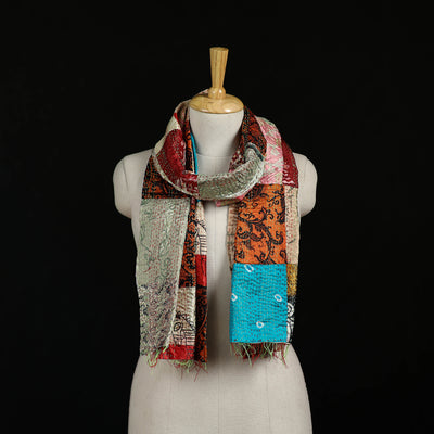 Bengal Kantha Handwork Patchwork Reversible Silk Stole 359