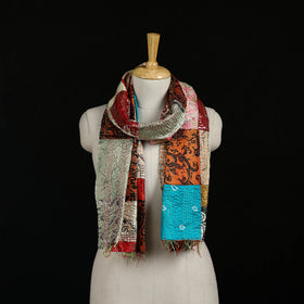 Bengal Kantha Handwork Patchwork Reversible Silk Stole 359