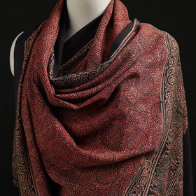 Kutch Handwoven Ajrakh Hand Block Print Merino Wool Shawl  44