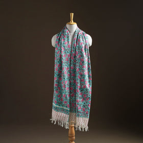 Floral Sanganeri Print Pure Merino Wool Handwoven Shawl 32