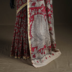 Kalamkari Printed Kota Doria Cotton Saree 29