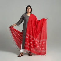 Red - Handloom Cotton Burdwan Jamdani Dupatta 08