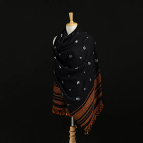 Kutch Handwoven Clamp Dyed Shibori Desi Wool Shawl 54