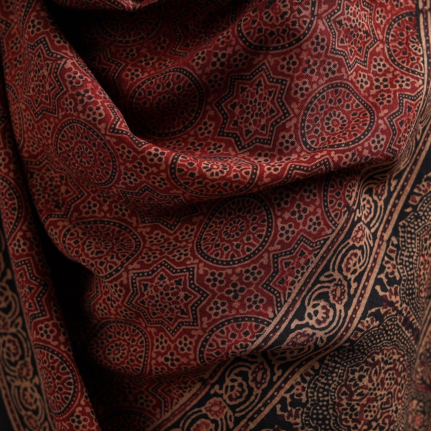 Kutch Handwoven Ajrakh Hand Block Print Merino Wool Shawl  44