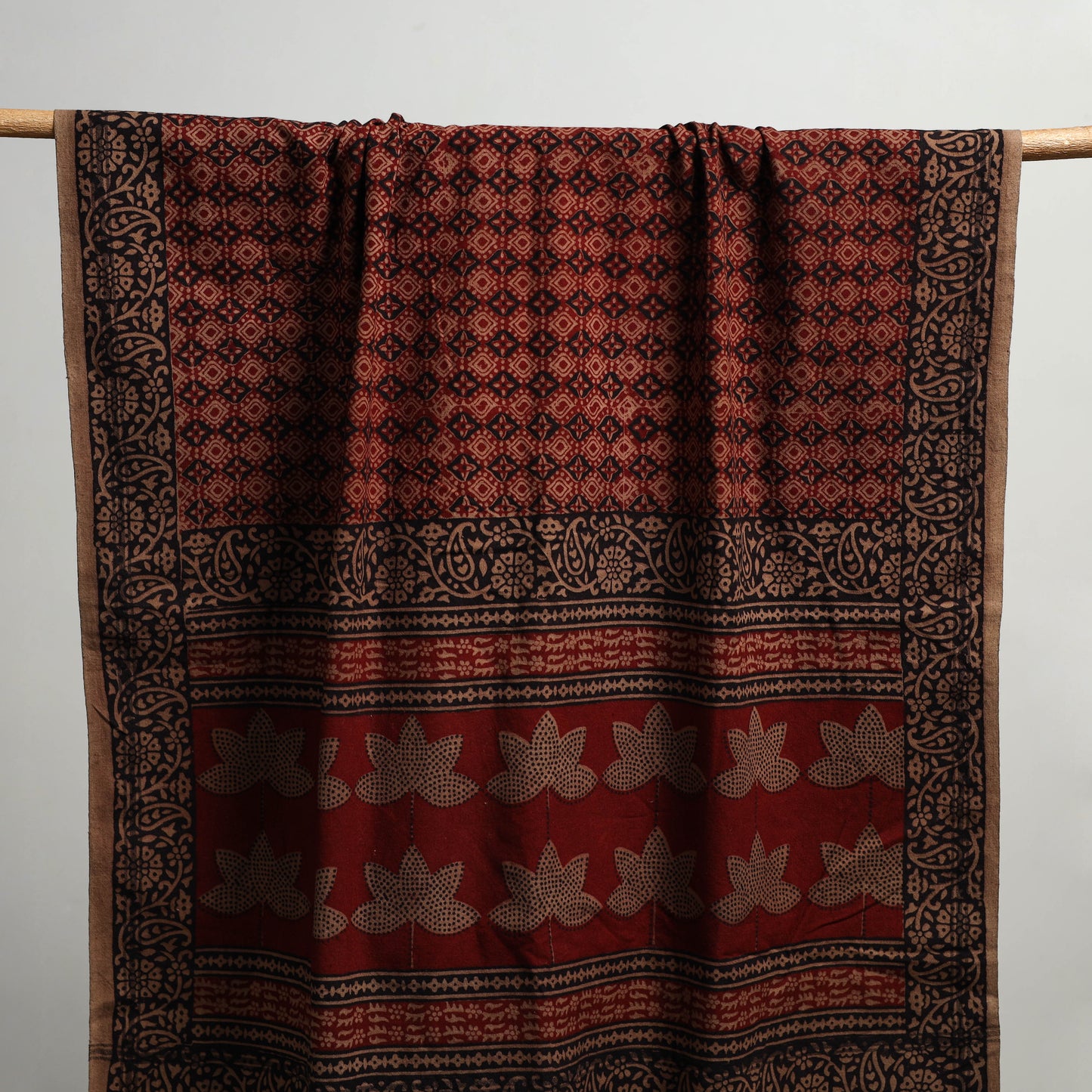 Multicolor - Bagh Hand Block Print Cotton Handloom Towel 70