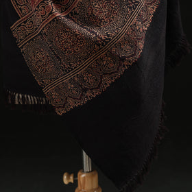 Kutch Handwoven Ajrakh Hand Block Print Merino Wool Shawl  44