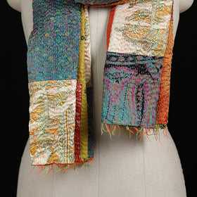 Bengal Kantha Handwork Patchwork Reversible Silk Stole 360