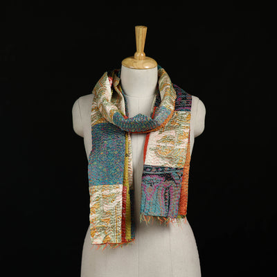 Bengal Kantha Handwork Patchwork Reversible Silk Stole 360