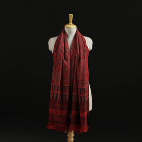 Kutch Handwoven Ajrakh Hand Block Print Merino Wool Shawl  45