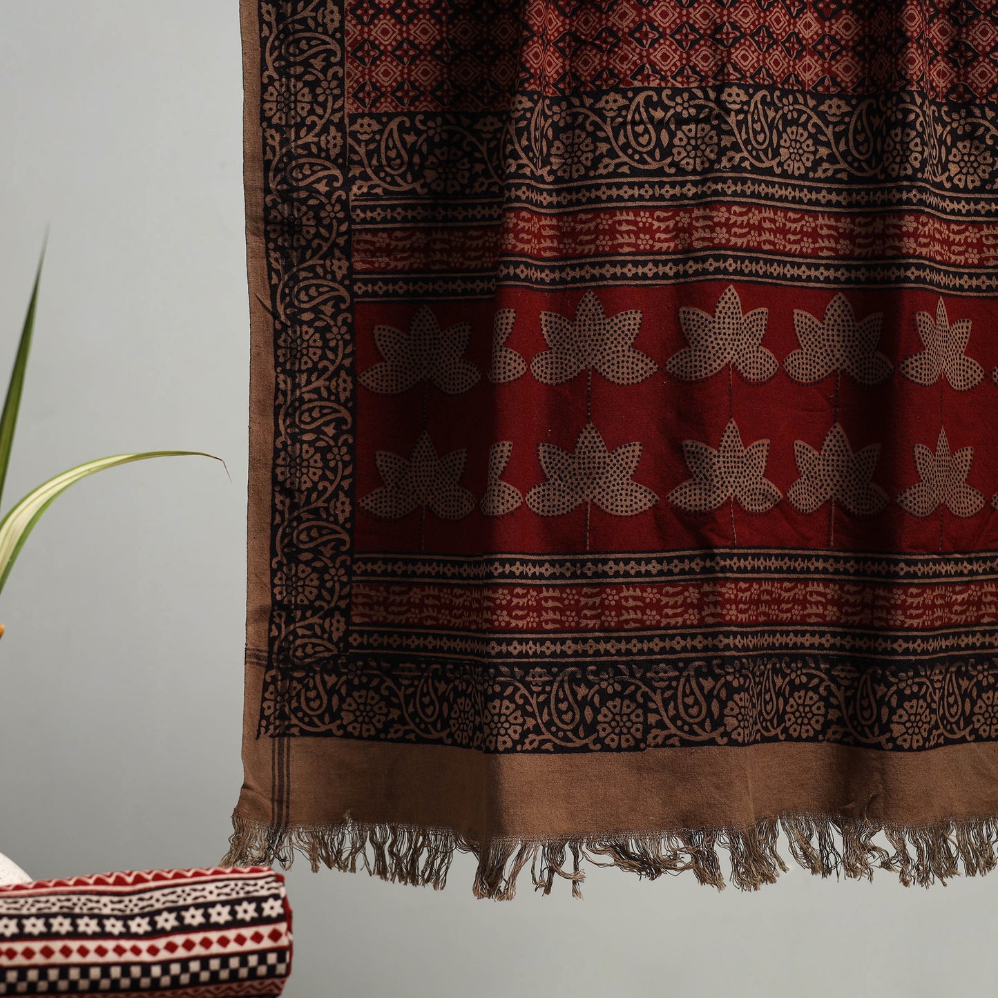 Multicolor - Bagh Hand Block Print Cotton Handloom Towel 70