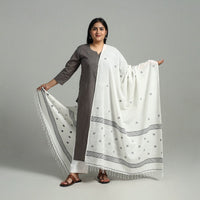 White - Handloom Cotton Burdwan Jamdani Dupatta 09