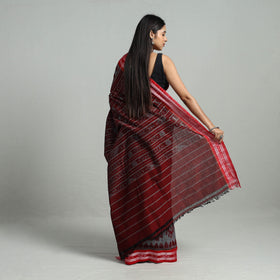 Maroon - Ikat Weave Handloom Cotton Sambalpuri Saree 16