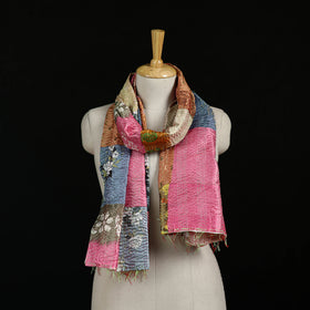 Bengal Kantha Handwork Patchwork Reversible Silk Stole 361