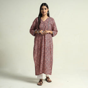 Buy Block Print Cotton Straight Bagh Kurta For Women