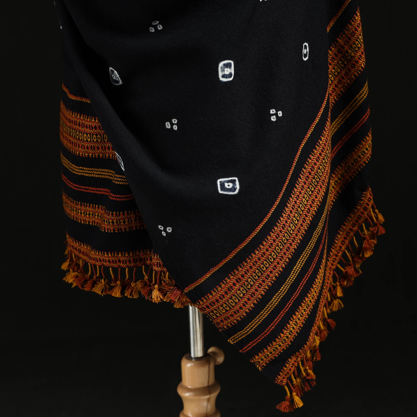 Kutch Handwoven Clamp Dyed Shibori Desi Wool Shawl 54
