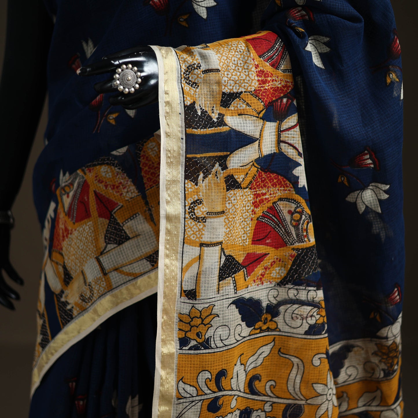Kalamkari Printed Kota Doria Cotton Saree 30