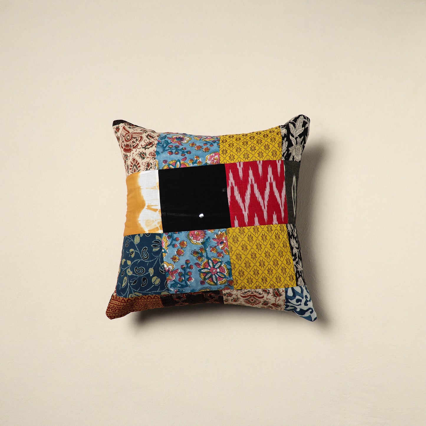 Multicolor - handcrafted cotton patchwork cushion cover 11