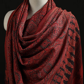 Kutch Handwoven Ajrakh Hand Block Print Merino Wool Shawl  45
