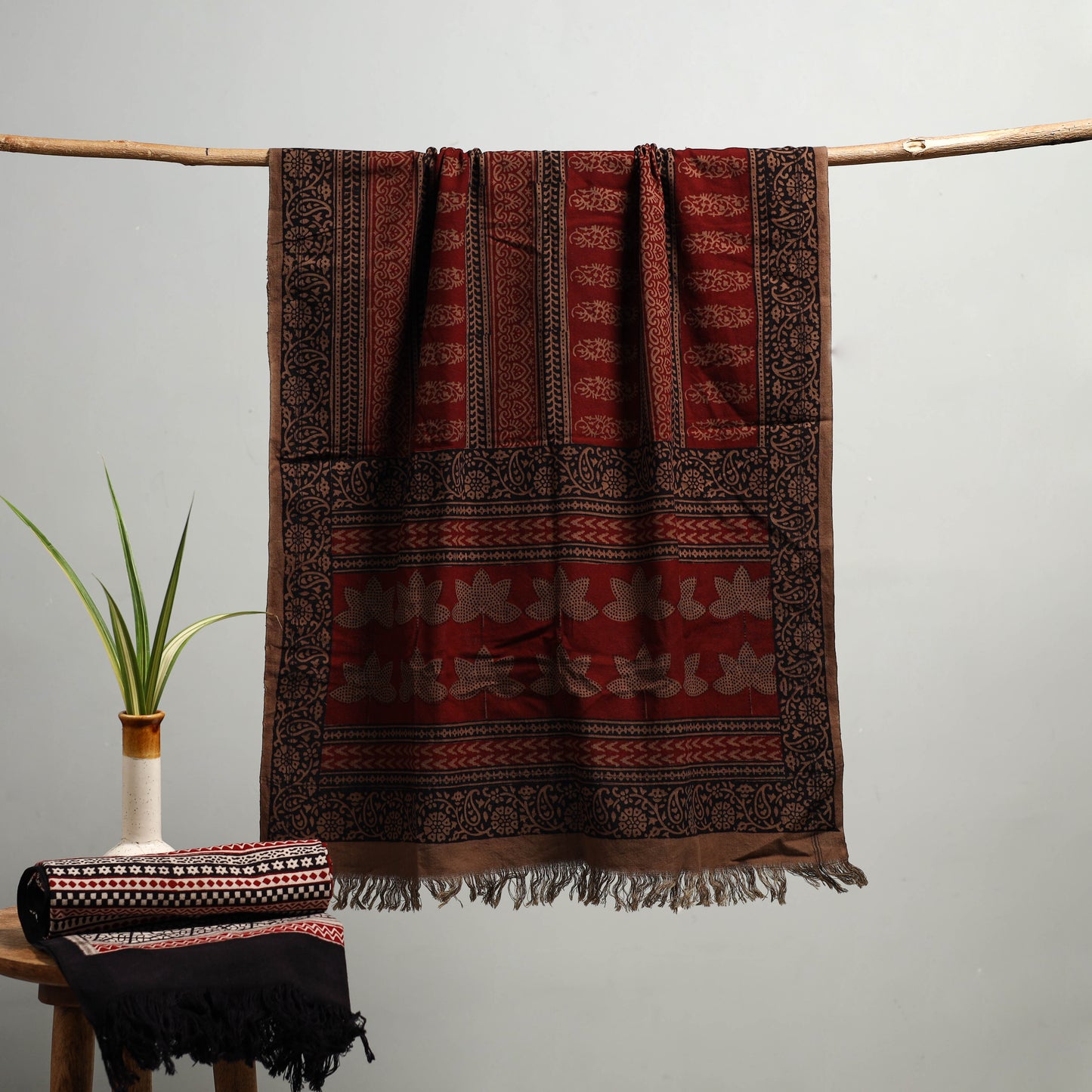Multicolor - Bagh Hand Block Print Cotton Handloom Towel 71