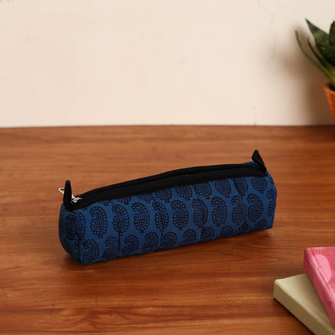  Blue Handmade Quilted Cotton Pencil Pouch