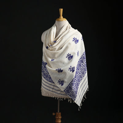 Handspun Handwoven Pure Eri Silk Aari Hand Embroidered Shawl of Assam 15