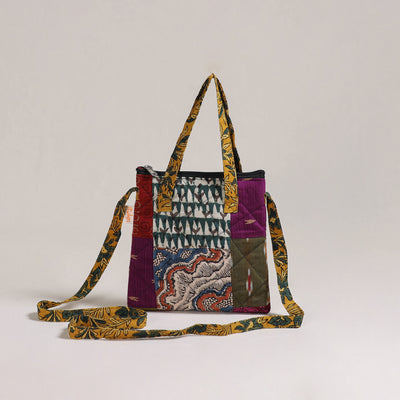 Multicolor - Handcrafted Quilted Patchwork Sling Bag 08