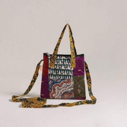 Multicolor - Handcrafted Quilted Patchwork Sling Bag 08