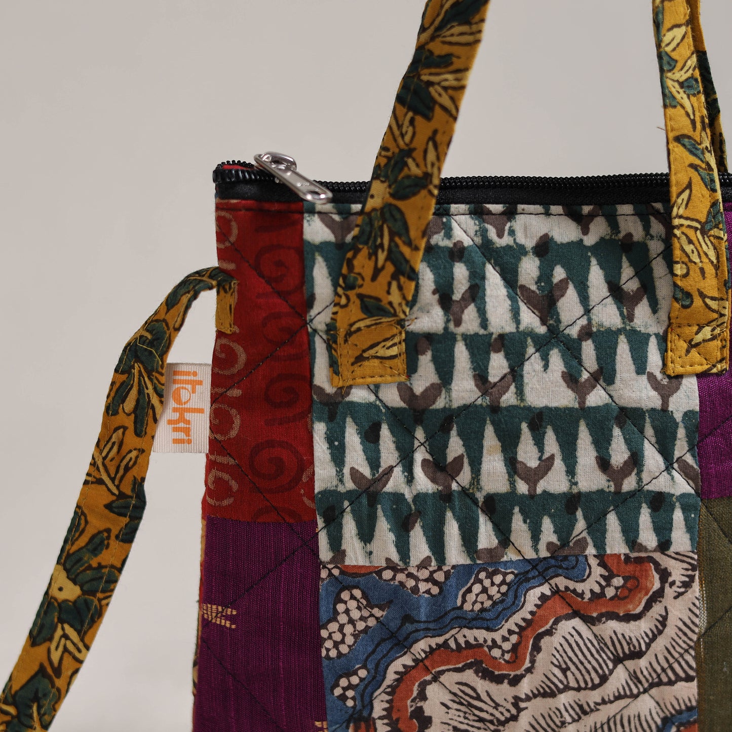 Multicolor - Handcrafted Quilted Patchwork Sling Bag 08