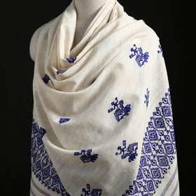 Handspun Handwoven Pure Eri Silk Aari Hand Embroidered Shawl of Assam 15
