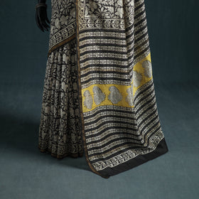 Bagru Hand Block Print Natural Dyed Mulberry Silk Saree 19
