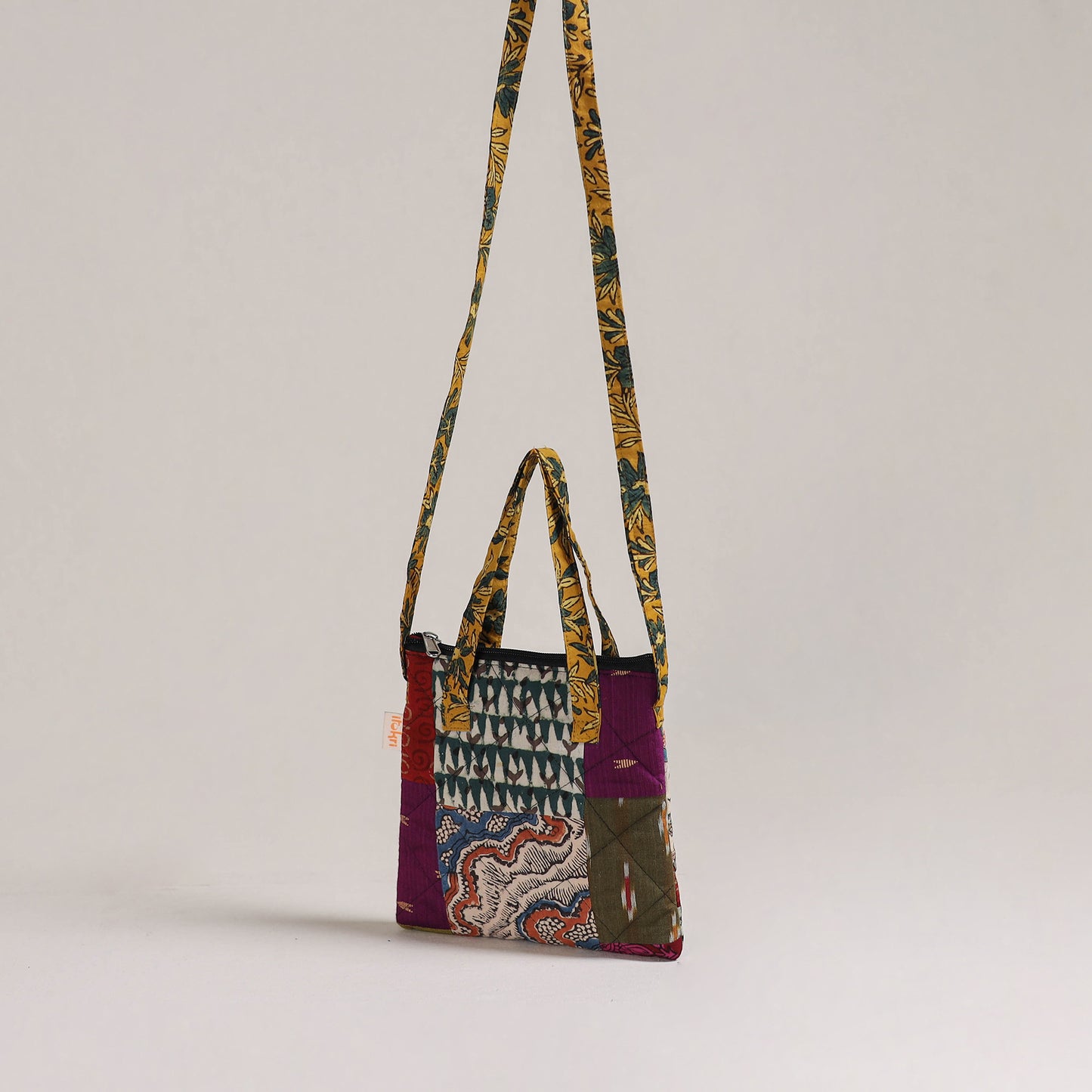 Multicolor - Handcrafted Quilted Patchwork Sling Bag 08