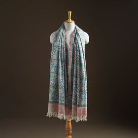 Floral Sanganeri Print Pure Merino Wool Handwoven Shawl 33