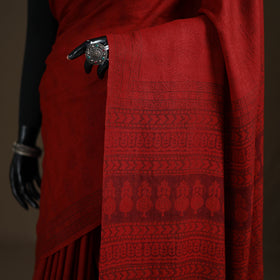 Handwoven Merino Wool Natural Dyed Hand Block Print Bagh Saree 01