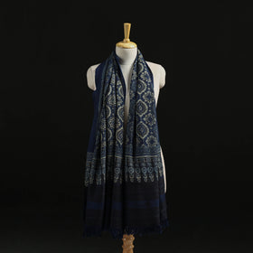 Kutch Handwoven Ajrakh Hand Block Print Merino Wool Shawl  46