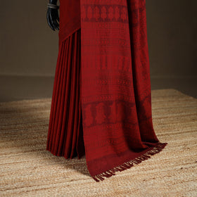 Handwoven Merino Wool Natural Dyed Hand Block Print Bagh Saree 01